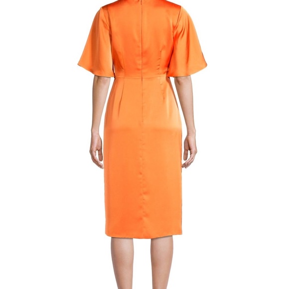 Fame and partners zhara satin midi dress flowy sleeve deep v wrap - Picture 4 of 5